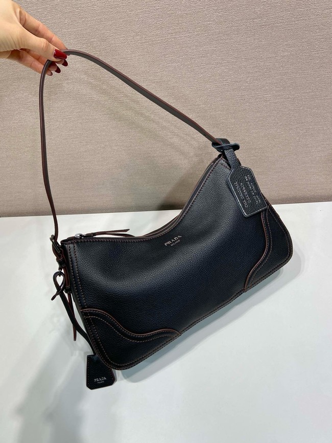 Prada Aimee large leather shoulder bag 1BC280 black