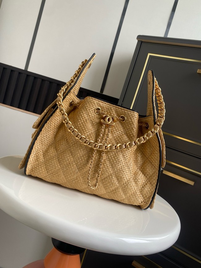 CHANEL 25 Small Handbag Printed Fabric AS5293 brown