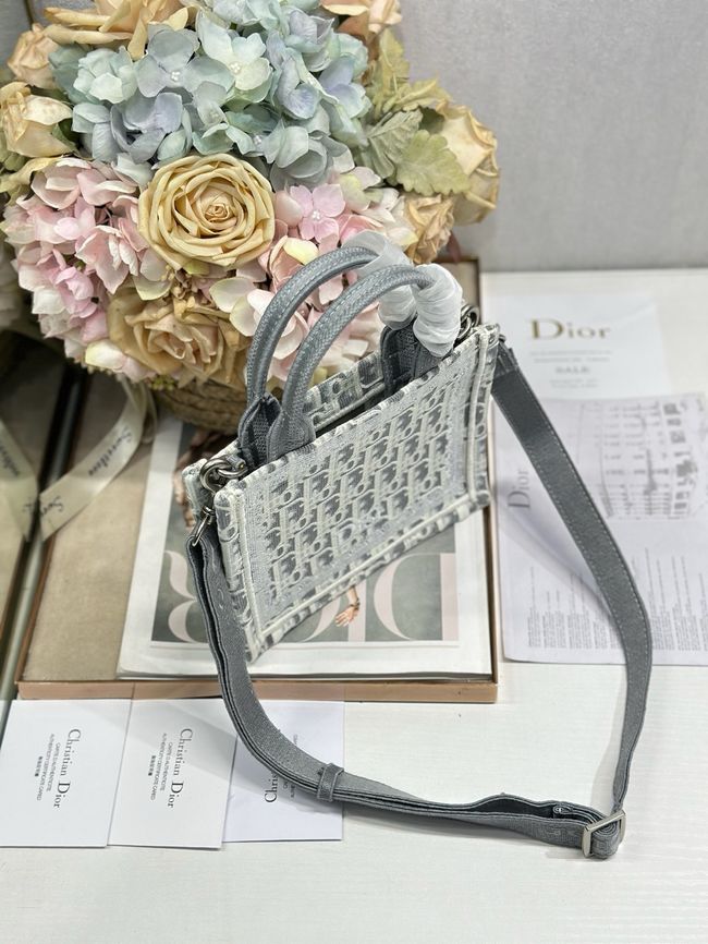 Mini Dior Book Tote with Strap Embroidery M1403PE light gray Mini Dior Book Tote with Strap Embroidery M1403PE light gray
