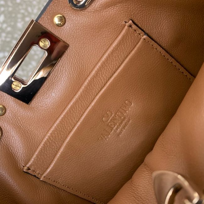VALENTINO ROCKSTUD mini grained calfskin bag SHI16 camel