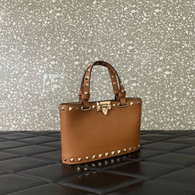 VALENTINO ROCKSTUD mini grained calfskin bag SHI16 camel