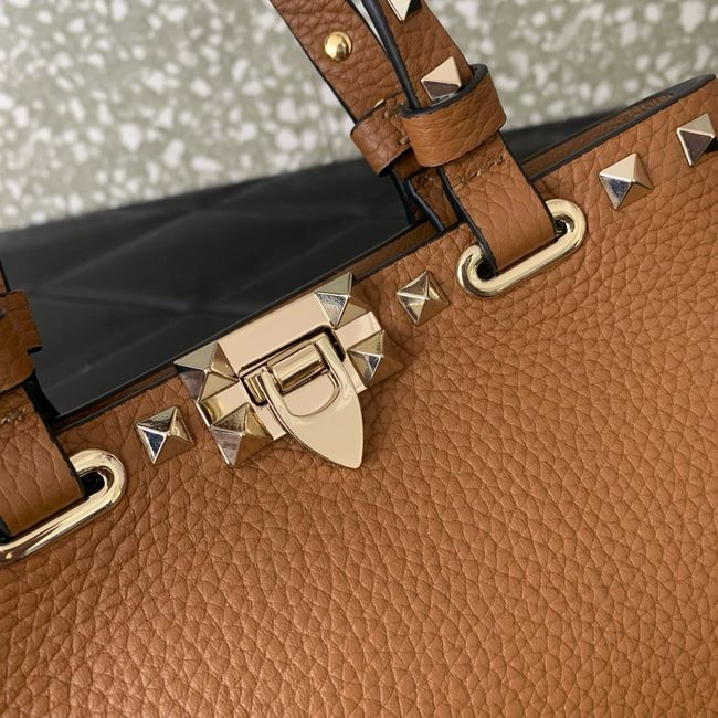 VALENTINO ROCKSTUD mini grained calfskin bag SHI16 camel