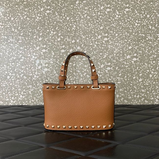 VALENTINO ROCKSTUD mini grained calfskin bag SHI16 camel