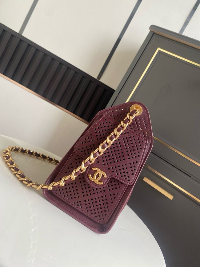 CHANEL 25 Mini Handbag AS5631 Burgundy