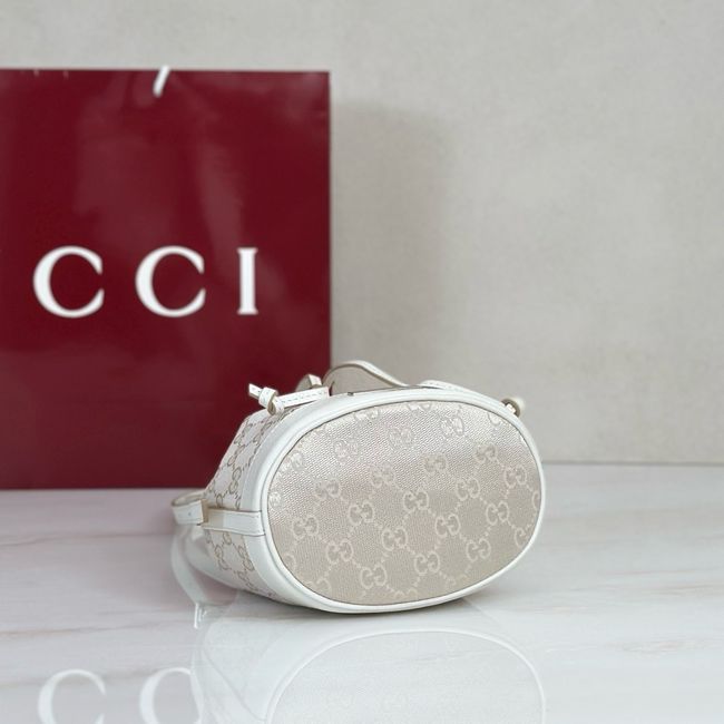 Gucci Mini bucket bag with Gucci plaque 875802 Ivory