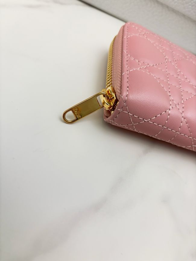 LADY DIOR LOTUS WALLET CANNAGE LAMBSKIN S2600 pink