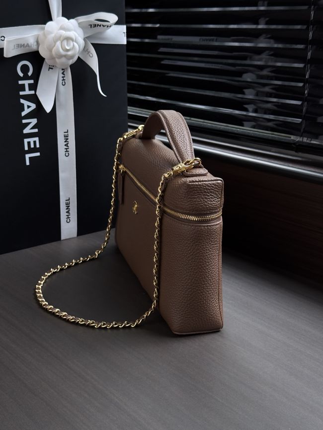 Chanel Large Vanity with chain AS6473 dark brown Chanel Large Vanity with chain AS6473 dark brown