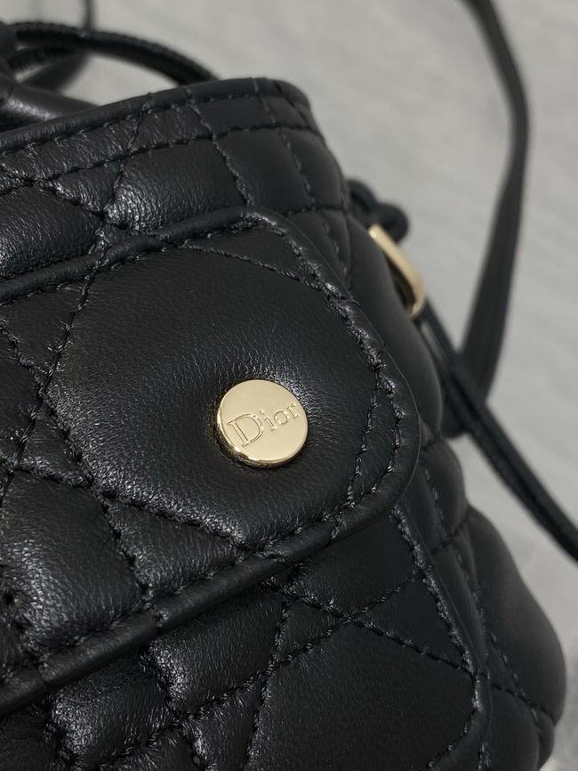 Dior Adiorable Mini Bucket Bag Cannage Lambskin S2426 black Dior Adiorable Mini Bucket Bag Cannage Lambskin S2426 black