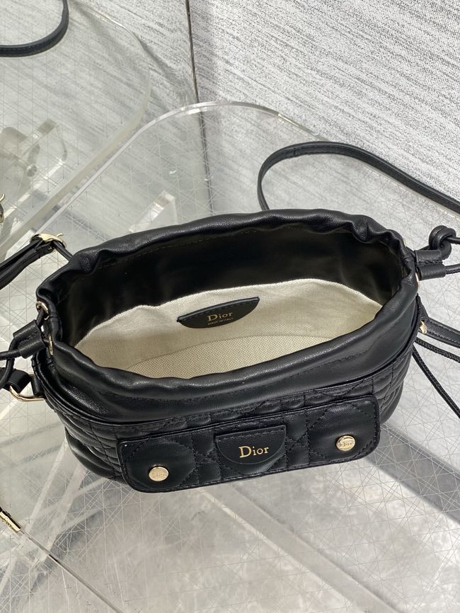 Dior Adiorable Mini Bucket Bag Cannage Lambskin S2426 black Dior Adiorable Mini Bucket Bag Cannage Lambskin S2426 black
