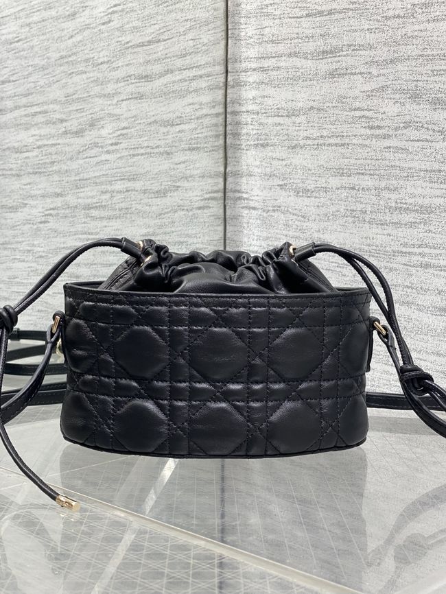 Dior Adiorable Mini Bucket Bag Cannage Lambskin S2426 black Dior Adiorable Mini Bucket Bag Cannage Lambskin S2426 black