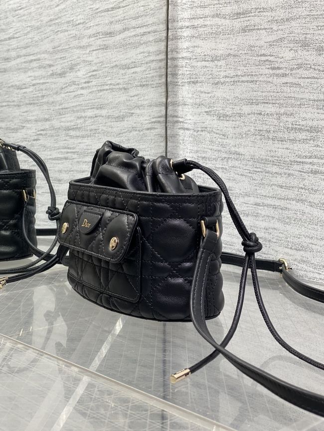 Dior Adiorable Mini Bucket Bag Cannage Lambskin S2426 black Dior Adiorable Mini Bucket Bag Cannage Lambskin S2426 black
