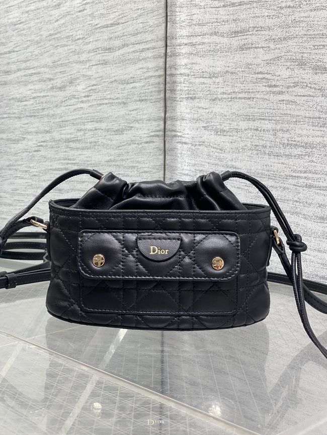 Dior Adiorable Mini Bucket Bag Cannage Lambskin S2426 black