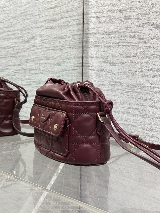 Dior Adiorable Mini Bucket Bag Cannage Lambskin S2426 burgundy Dior Adiorable Mini Bucket Bag Cannage Lambskin S2426 burgundy