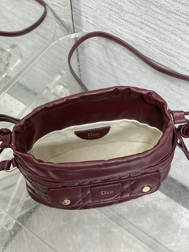 Dior Adiorable Mini Bucket Bag Cannage Lambskin S2426 burgundy Dior Adiorable Mini Bucket Bag Cannage Lambskin S2426 burgundy