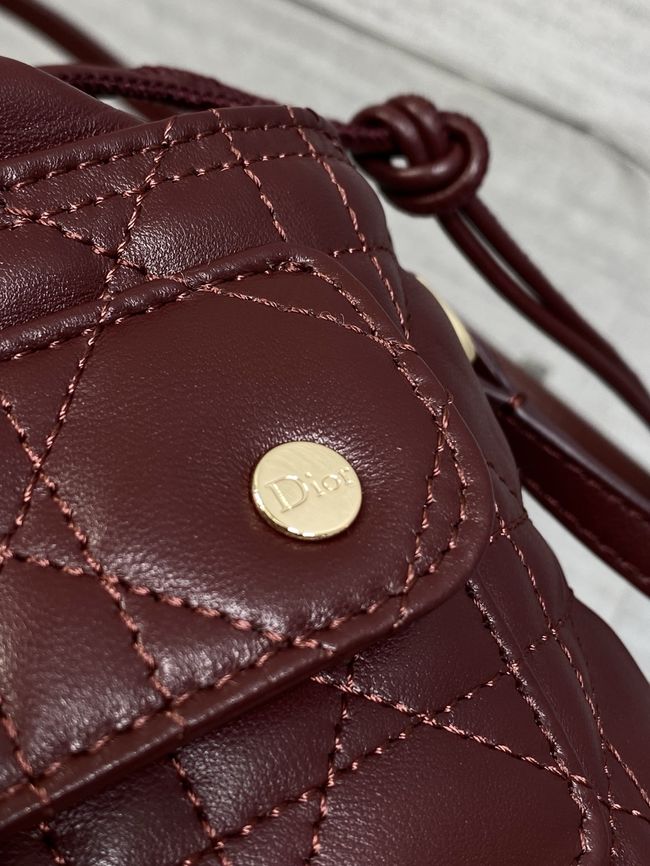 Dior Adiorable Mini Bucket Bag Cannage Lambskin S2426 burgundy Dior Adiorable Mini Bucket Bag Cannage Lambskin S2426 burgundy