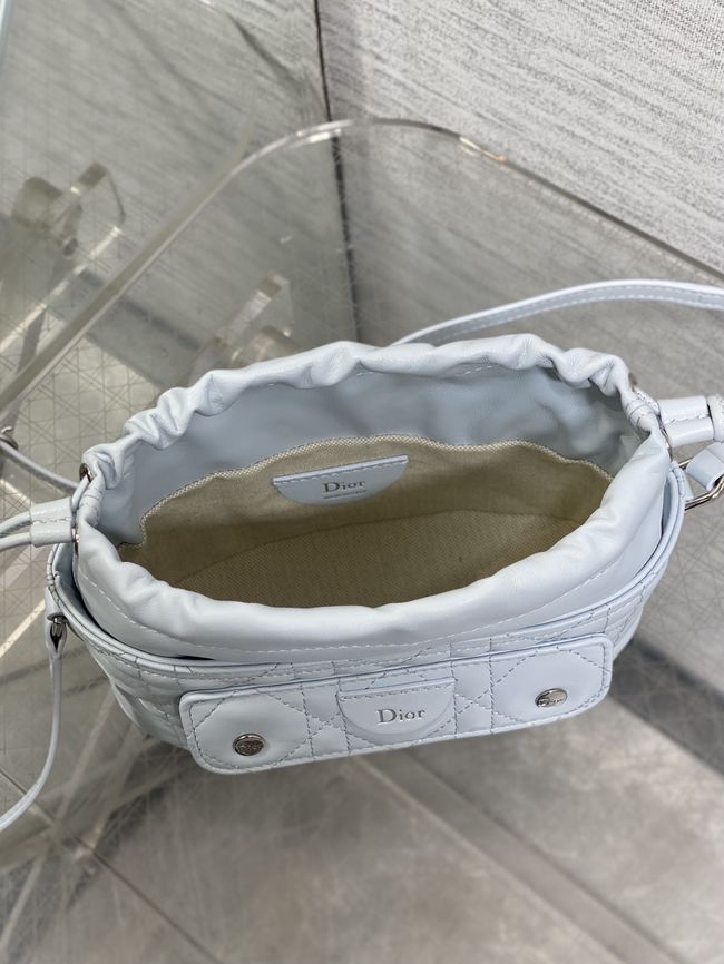 Dior Adiorable Mini Bucket Bag Cannage Lambskin S2426 ice blue Dior Adiorable Mini Bucket Bag Cannage Lambskin S2426 ice blue