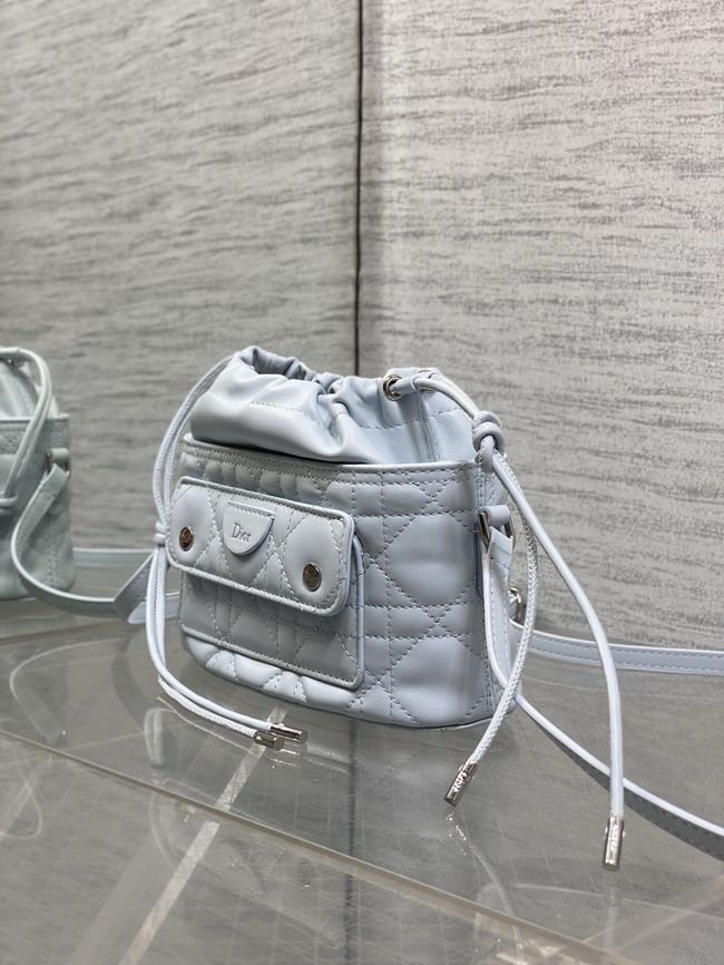 Dior Adiorable Mini Bucket Bag Cannage Lambskin S2426 ice blue Dior Adiorable Mini Bucket Bag Cannage Lambskin S2426 ice blue