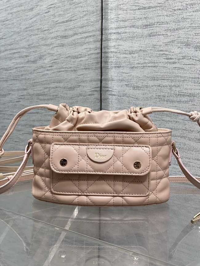Dior Adiorable Mini Bucket Bag Cannage Lambskin S2426 pink