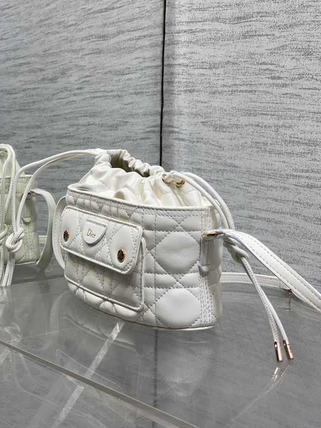 Dior Adiorable Mini Bucket Bag Cannage Lambskin S2426 white Dior Adiorable Mini Bucket Bag Cannage Lambskin S2426 white