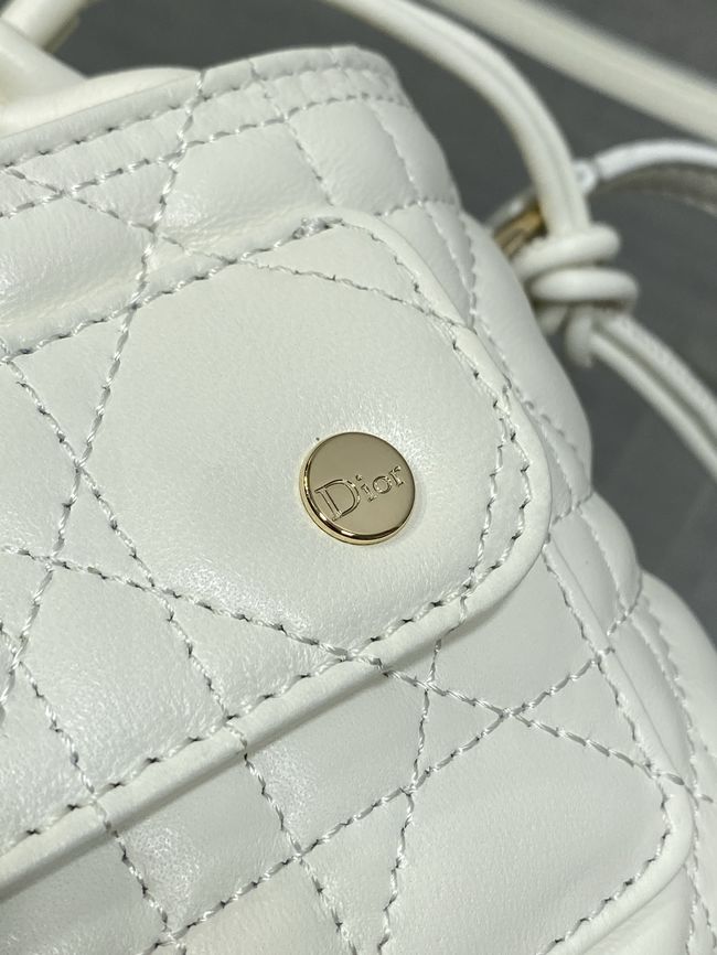 Dior Adiorable Mini Bucket Bag Cannage Lambskin S2426 white Dior Adiorable Mini Bucket Bag Cannage Lambskin S2426 white