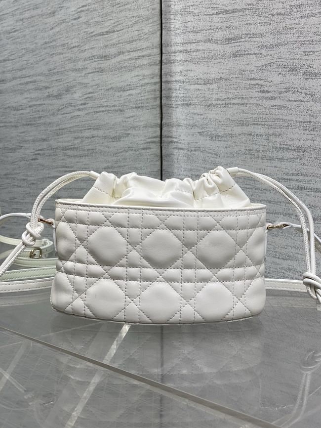 Dior Adiorable Mini Bucket Bag Cannage Lambskin S2426 white Dior Adiorable Mini Bucket Bag Cannage Lambskin S2426 white