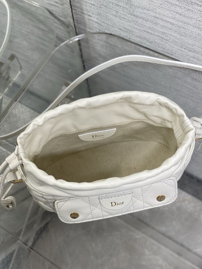 Dior Adiorable Mini Bucket Bag Cannage Lambskin S2426 white Dior Adiorable Mini Bucket Bag Cannage Lambskin S2426 white