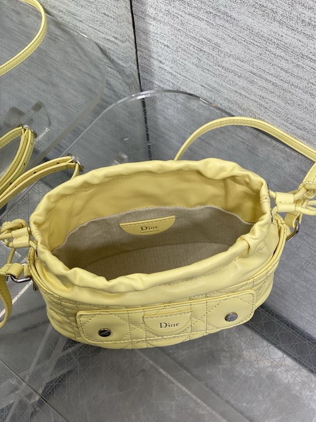 Dior Adiorable Mini Bucket Bag Cannage Lambskin S2426 yellow Dior Adiorable Mini Bucket Bag Cannage Lambskin S2426 yellow