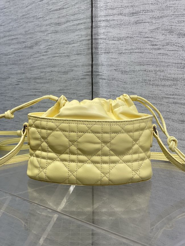 Dior Adiorable Mini Bucket Bag Cannage Lambskin S2426 yellow Dior Adiorable Mini Bucket Bag Cannage Lambskin S2426 yellow