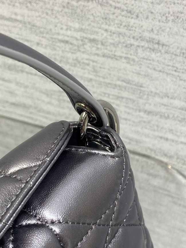 Dior Adiorable Top Handle Mini Bag Macrocannage Lambskin S1713OGY Silver gray