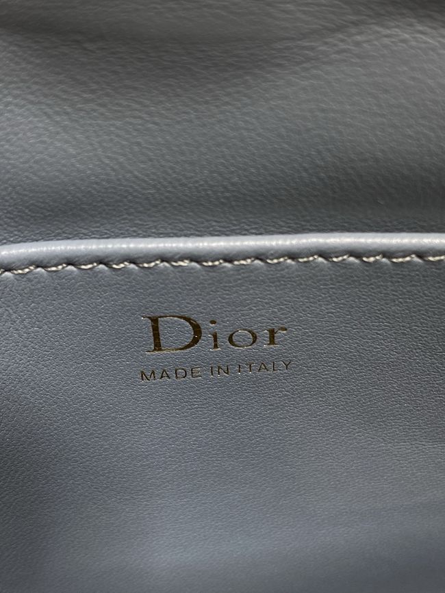 Dior Adiorable Top Handle Mini Bag Macrocannage Lambskin S1713OGY blue gray
