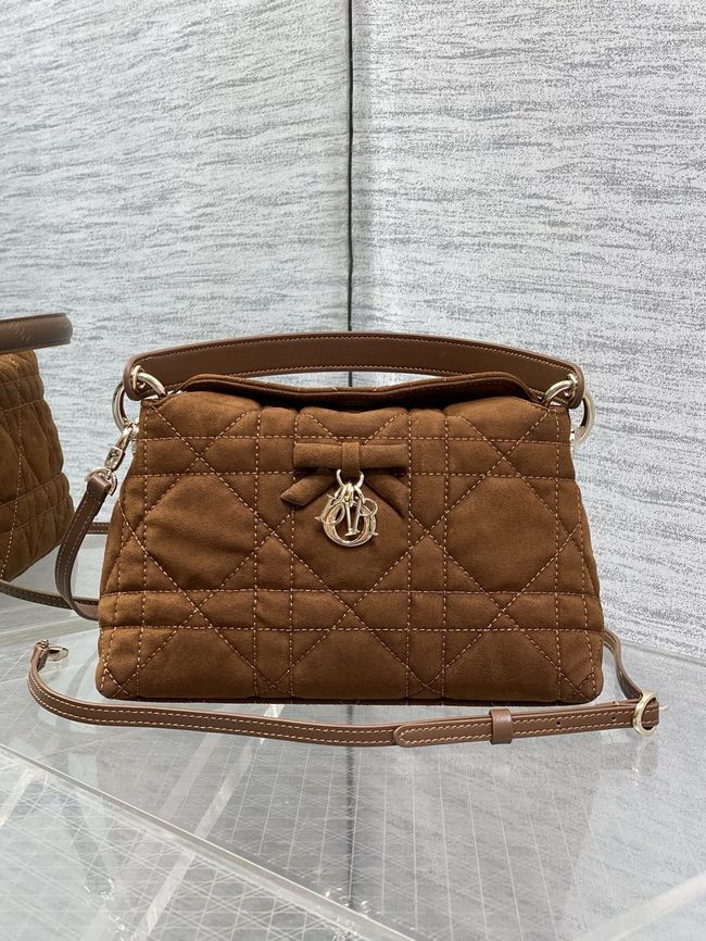 Dior Adiorable Top Handle Mini Bag Macrocannage Suede S1713OGY camel
