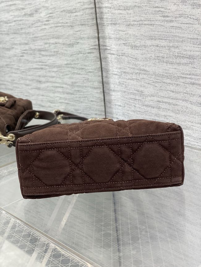Dior Adiorable Top Handle Mini Bag Macrocannage Suede S1713OGY dark brown Dior Adiorable Top Handle Mini Bag Macrocannage Suede S1713OGY dark brown