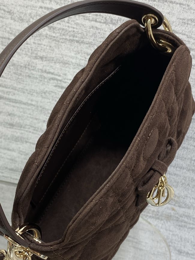 Dior Adiorable Top Handle Mini Bag Macrocannage Suede S1713OGY dark brown Dior Adiorable Top Handle Mini Bag Macrocannage Suede S1713OGY dark brown