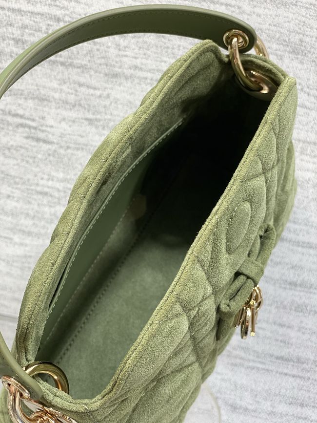 Dior Adiorable Top Handle Mini Bag Macrocannage Suede S1713OGY green Dior Adiorable Top Handle Mini Bag Macrocannage Suede S1713OGY green
