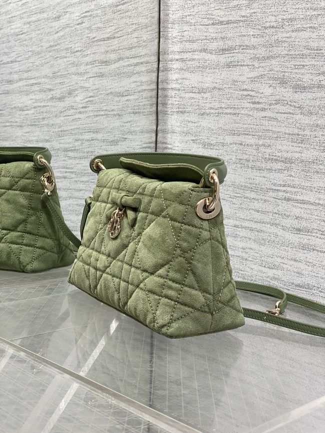 Dior Adiorable Top Handle Mini Bag Macrocannage Suede S1713OGY green Dior Adiorable Top Handle Mini Bag Macrocannage Suede S1713OGY green