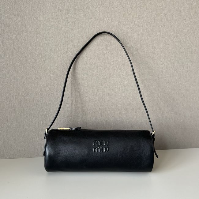 MIUMIU Tote Shoulder Handbag sheepskin 5NE851 black