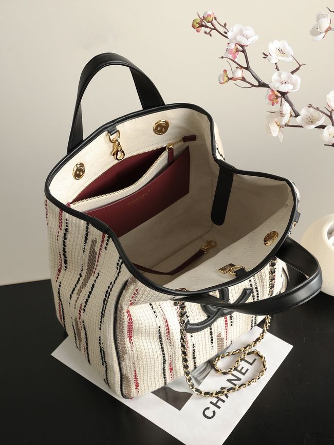 Chanel Shopping Bag AS6200 Beige & Red