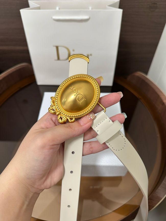 Dior Medaillon Belt Smooth Calfskin 25 MM B1022Q white