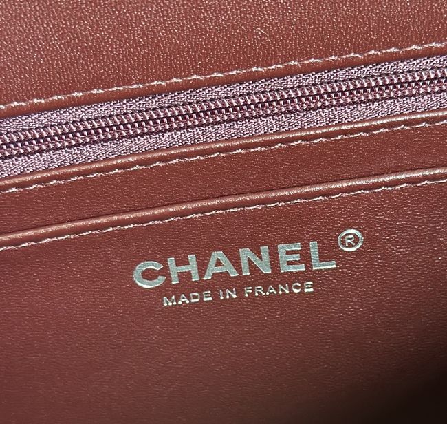 Chanel MINI FLAP BAG Crocodile Embossed 1116 Dark Burgundy&silver