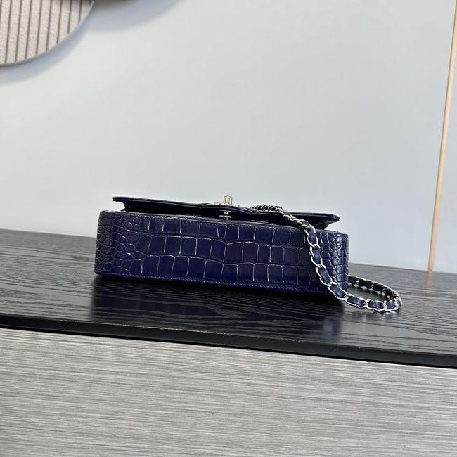 Chanel Small Flap Bag Crocodile Embossed 1112 dark blue&silver Chanel Small Flap Bag Crocodile Embossed 1112 dark blue&silver