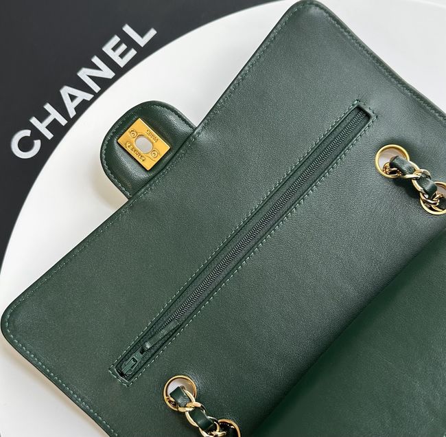 Chanel Small Flap Bag Crocodile Embossed 1112 green&gold