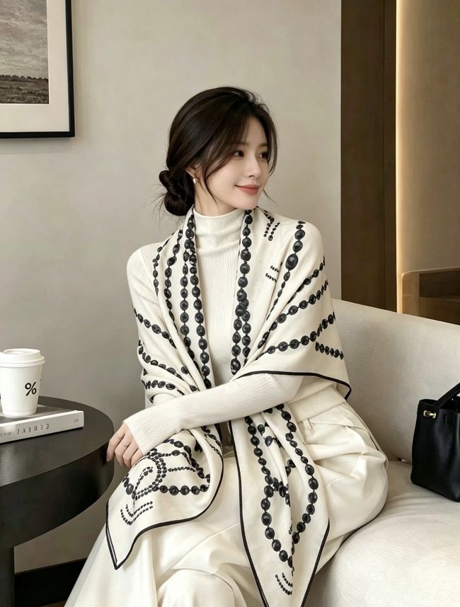 Chanel Wool and Silk Shawl AAC492-1