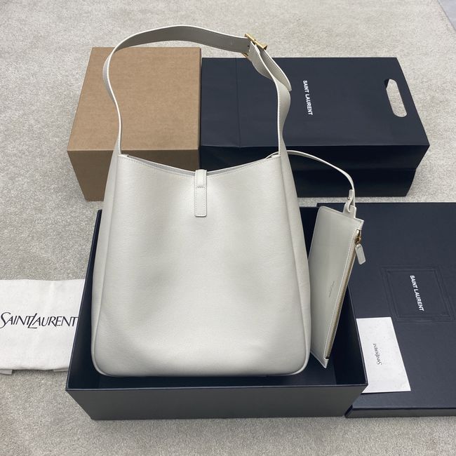 Saint Laurent LE 5 A 7 supple LARGE in grained leather 850545 white Saint Laurent LE 5 A 7 supple LARGE in grained leather 850545 white