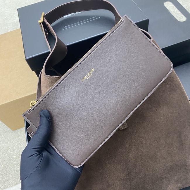 Saint Laurent LE 5 A 7 supple LARGE in suede 850545 ARABICA Saint Laurent LE 5 A 7 supple LARGE in suede 850545 ARABICA