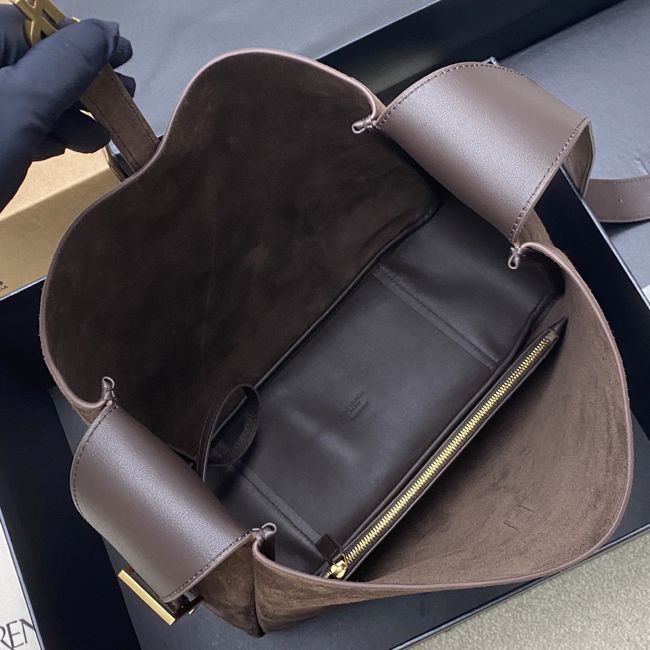 Saint Laurent LE 5 A 7 supple LARGE in suede 850545 ARABICA Saint Laurent LE 5 A 7 supple LARGE in suede 850545 ARABICA