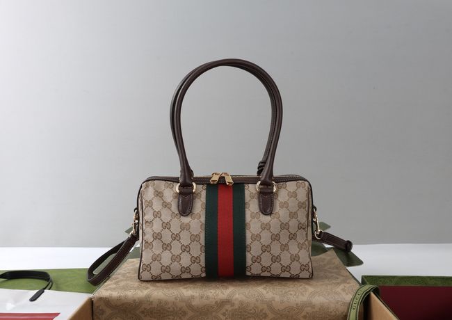 Gucci Borsetto medium boston bag canvas 866732 brown