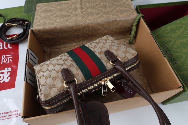 Gucci Borsetto medium boston bag canvas 866732 brown