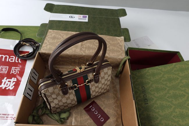 Gucci Borsetto medium boston bag canvas 866732 brown