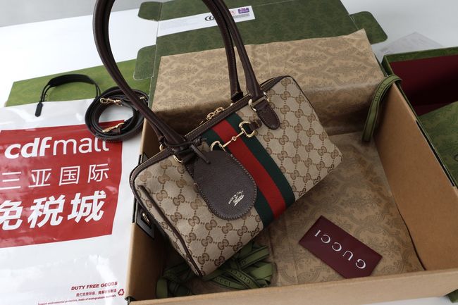 Gucci Borsetto medium boston bag canvas 866732 brown