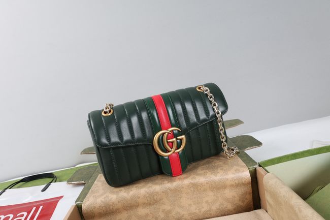 Gucci Jetset GG Marmont medium shoulder bag A005XW dark green
